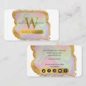 Holografisch goud Glitter Modern Hair & Makeup Visitekaartje (Voorkant / Achterkant)