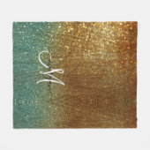 Holografisch goud Glitter Monogram Fleece Deken (Voorkant (Horizontaal))