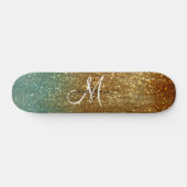 Holografisch goud Glitter Monogram Persoonlijk Skateboard (Horizontaal)
