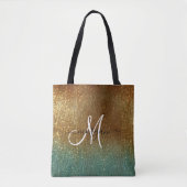 Holografisch goud Glitter Monogram Tote Bag (Voorkant)