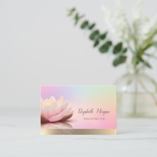 Holografisch goud, Lotus, Yoga Visitekaartje (Staand voorkant)