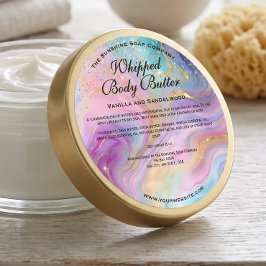 Holografisch Gouden Glitter Body Butter Pot Label