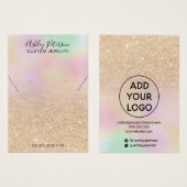 Holografisch goudglitter oorscherm ketting visitekaartje (Voorkant /achterkant)