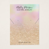 Holografisch goudglitter oorscherm ketting visitekaartje (Voorkant)