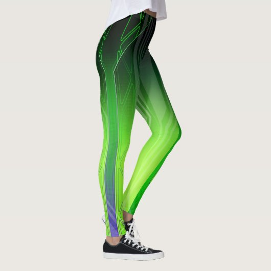 Holografisch groen en zwart sci-Fi-paneel Leggings (Rechts)