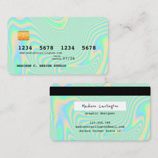 Holografisch groene creditcard visitekaartje (Voorkant / Achterkant)