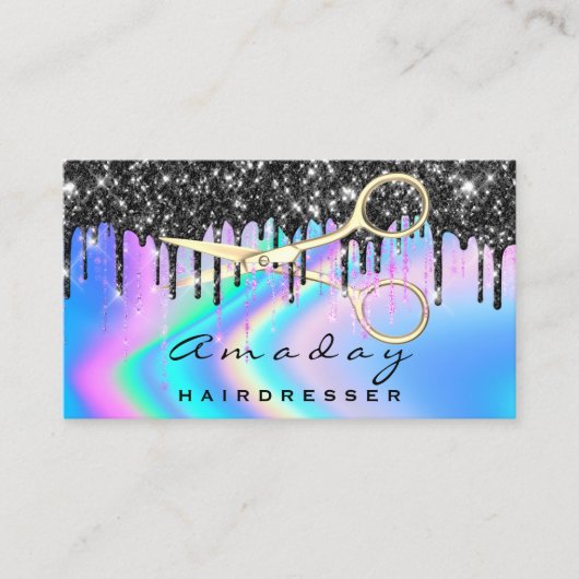 Holografisch haarsalon Beauty Black Drift-schaar Visitekaartje (Voorkant)