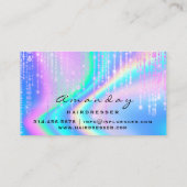 Holografisch haarsalon schoonheidsroze druppels visitekaartje (Achterkant)
