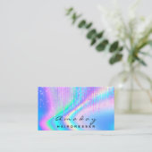 Holografisch haarsalon schoonheidsroze druppels visitekaartje (Staand voorkant)