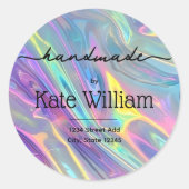 Holografisch handgemaakt retouradres ronde sticker (Voorkant)