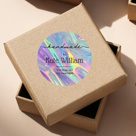 Holografisch handgemaakt retouradres ronde sticker