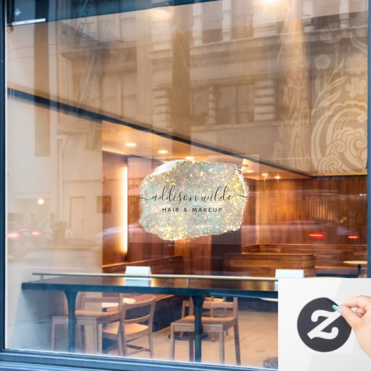 Holografisch handtekening schrift Moderne glamour  Raamsticker (Cafe Raam)