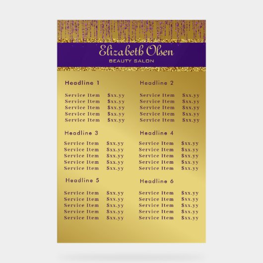 Holografisch handtekeningscript Modern Gold Glitte Acryl Bord (Voorkant)