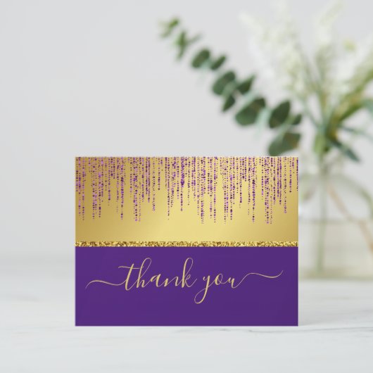 Holografisch handtekeningscript Modern Gold Glitte Briefkaart (Staand voorkant)