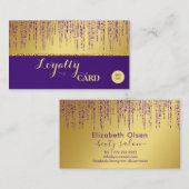 Holografisch handtekeningscript Modern Gold Glitte Klantenkaartje (Voorkant / Achterkant)