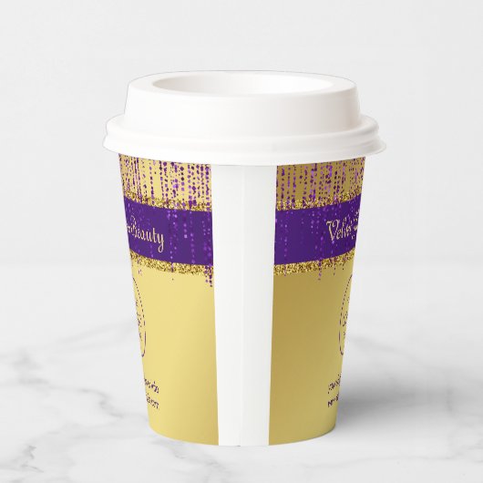 Holografisch handtekeningscript Modern Gold Glitte Papieren Bekers (Rechts)