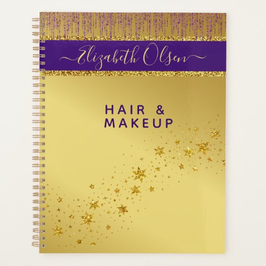 Holografisch handtekeningscript Modern Gold Glitte Planner (Voorkant)