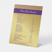 Holografisch handtekeningscript Modern Gold Glitte Reclamebord Met Voetstuk (Voorkant)