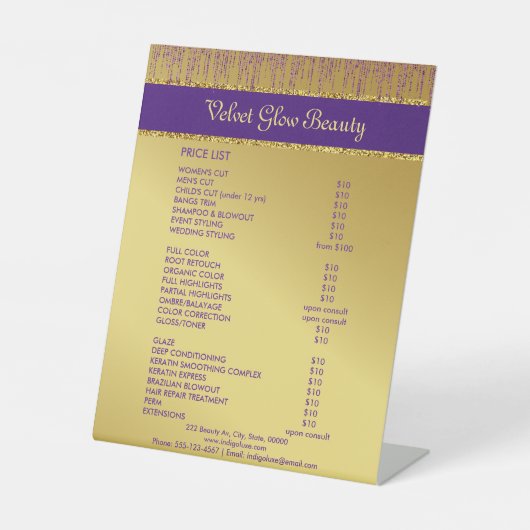 Holografisch handtekeningscript Modern Gold Glitte Reclamebord Met Voetstuk (Voorkant)