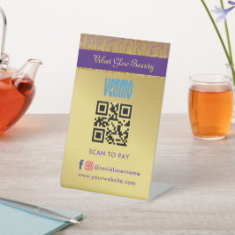 Holografisch handtekeningscript Modern Gold Glitte Reclamebord Met Voetstuk