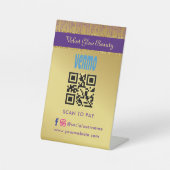 Holografisch handtekeningscript Modern Gold Glitte Reclamebord Met Voetstuk (Voorkant)