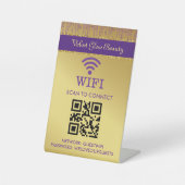 Holografisch handtekeningscript Modern Gold Glitte Reclamebord Met Voetstuk (Voorkant)