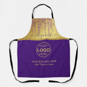 Holografisch handtekeningscript Modern Gold Glitte Schort (Voorkant)