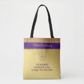 Holografisch handtekeningscript Modern Gold Glitte Tote Bag (Voorkant)