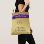 Holografisch handtekeningscript Modern Gold Glitte Tote Bag (Dichtbij)