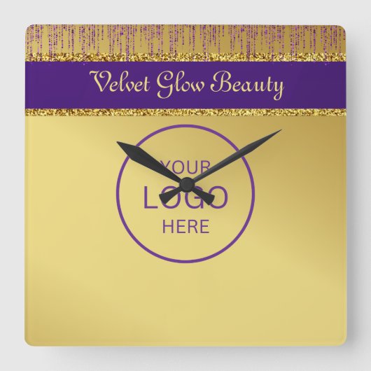 Holografisch handtekeningscript Modern Gold Glitte Vierkante Klok (Voorkant)