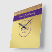 Holografisch handtekeningscript Modern Gold Glitte Vierkante Klok (Hoek)