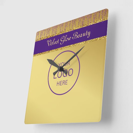 Holografisch handtekeningscript Modern Gold Glitte Vierkante Klok (Hoek)