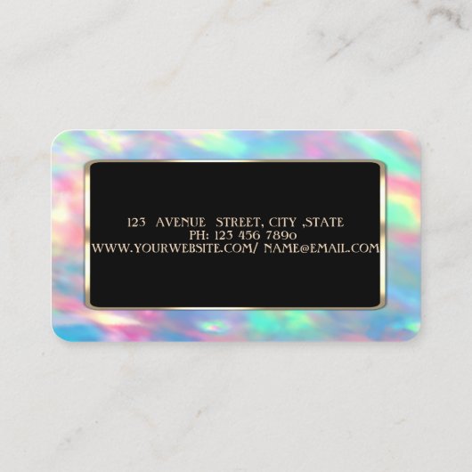 Holografisch Iridescent Opaal Lijst Visitekaartje (Achterkant)