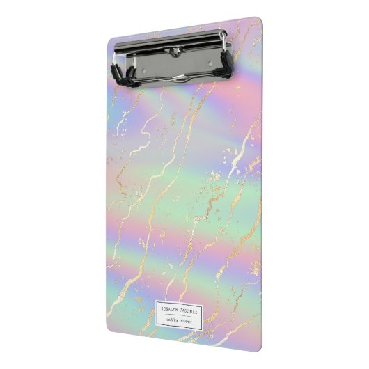 Holografisch Iridescent Opal | Gepersonaliseerd Mini Klembord (Angled2)