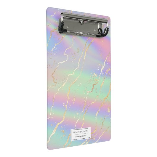 Holografisch Iridescent Opal | Gepersonaliseerd Mini Klembord (Schuin)