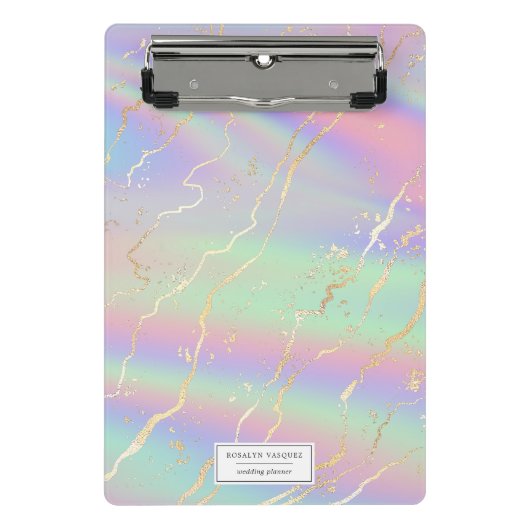 Holografisch Iridescent Opal | Gepersonaliseerd Mini Klembord (Voorkant)