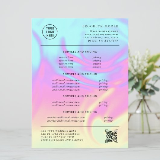 Holografisch Iridescent Opal | Prijsbrochure (Staand voorkant)