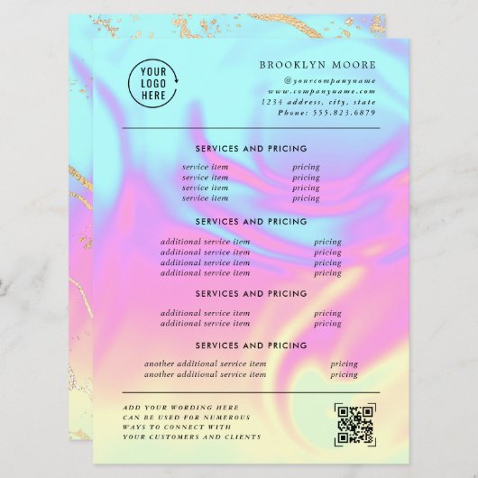 Holografisch Iridescent Opal | Prijsbrochure (Voorkant / Achterkant)