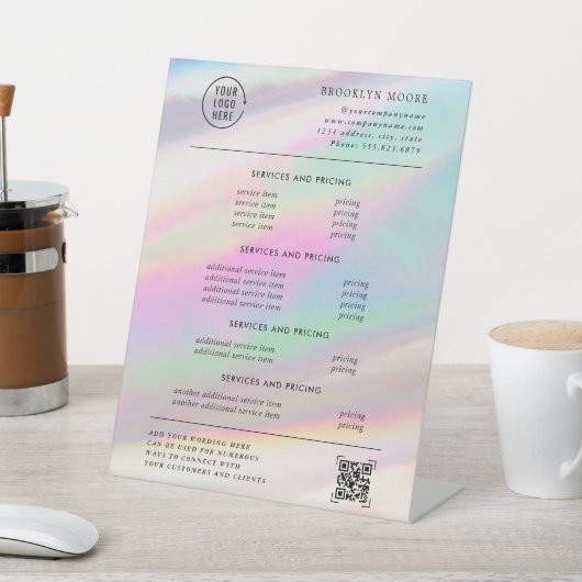 Holografisch Iridescent Opal | Prijsstelling Reclamebord Met Voetstuk (Insitu)