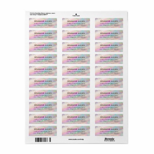 Holografisch Iridescent Opal Return Address Label (Full Sheet)