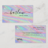 Holografisch Iridescent Opal Stone Gold Marble Visitekaartje (Voorkant / Achterkant)