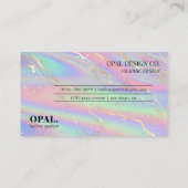 Holografisch Iridescent Opal Stone Gold Marble Visitekaartje (Achterkant)