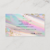 Holografisch Iridesecent regenboog & faux goudblad Visitekaartje (Achterkant)