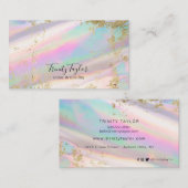 Holografisch Iridesecent regenboog & faux goudblad Visitekaartje (Voorkant / Achterkant)