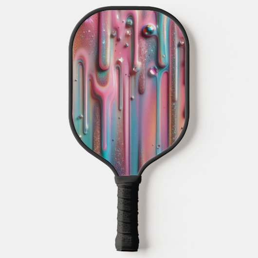 Holografisch Iridiserend Drip Pickleball Paddle (Achterkant)