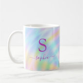 Holografisch iriserend regenboogmonogram koffiemok (Links)