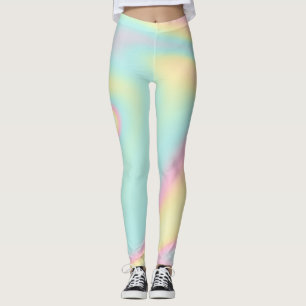 Holografisch iriserende pasteelregenboog leggings