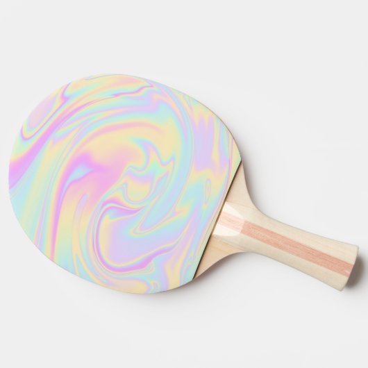 Holografisch iriserende pasteelregenboog tafeltennisbatje (Zijkant)
