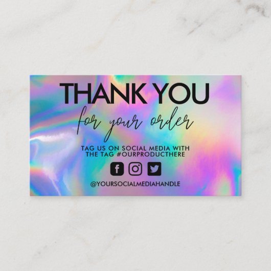 Holografisch kalligrafie Dank u Visitekaartje (Voorkant)