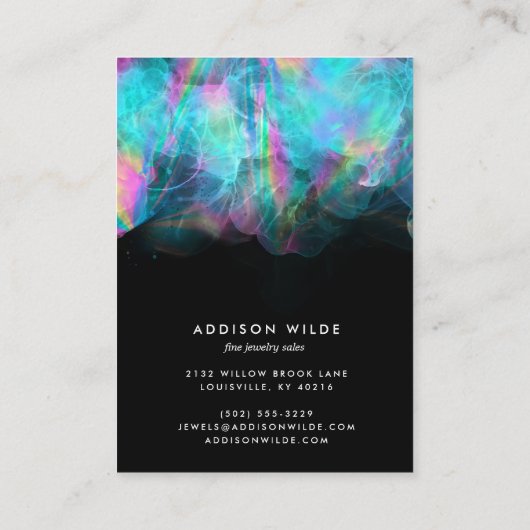 Holografisch Ketting met alcoholinkt Visitekaartje (Achterkant)